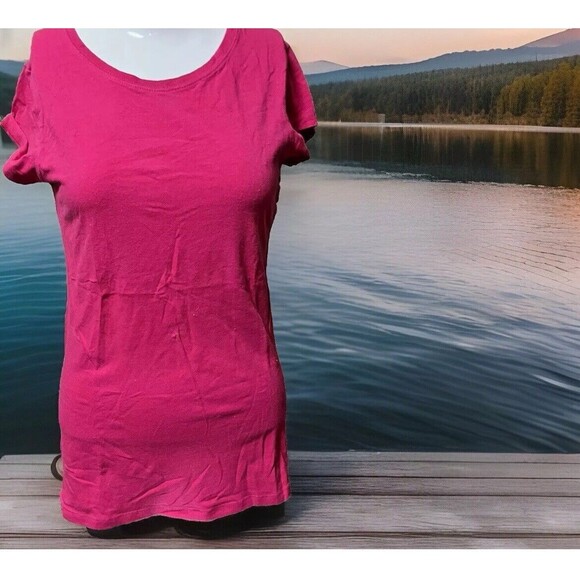 Lot 2 Top Vintage Y2K T Shirt La Fine Short Sleeve Long Stretch White Pink Large - Picture 4 of 6